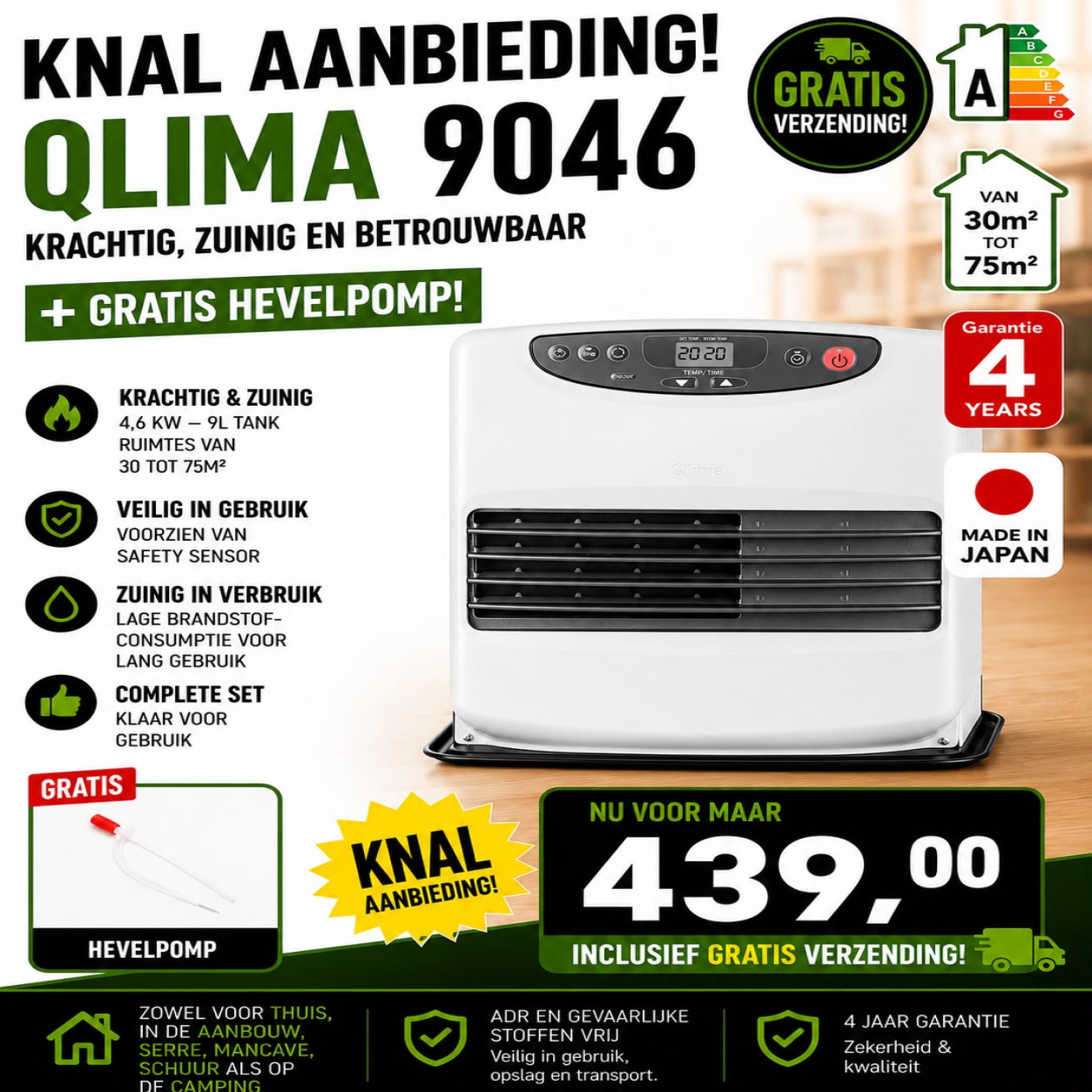 Qlima 9046 met gratis hevelpomp aanbieding
